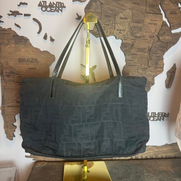 Fendi Black FF Cutout Zucca Canvas Shoulder Bag SHW Authentic CoA - Picture 2 of 10